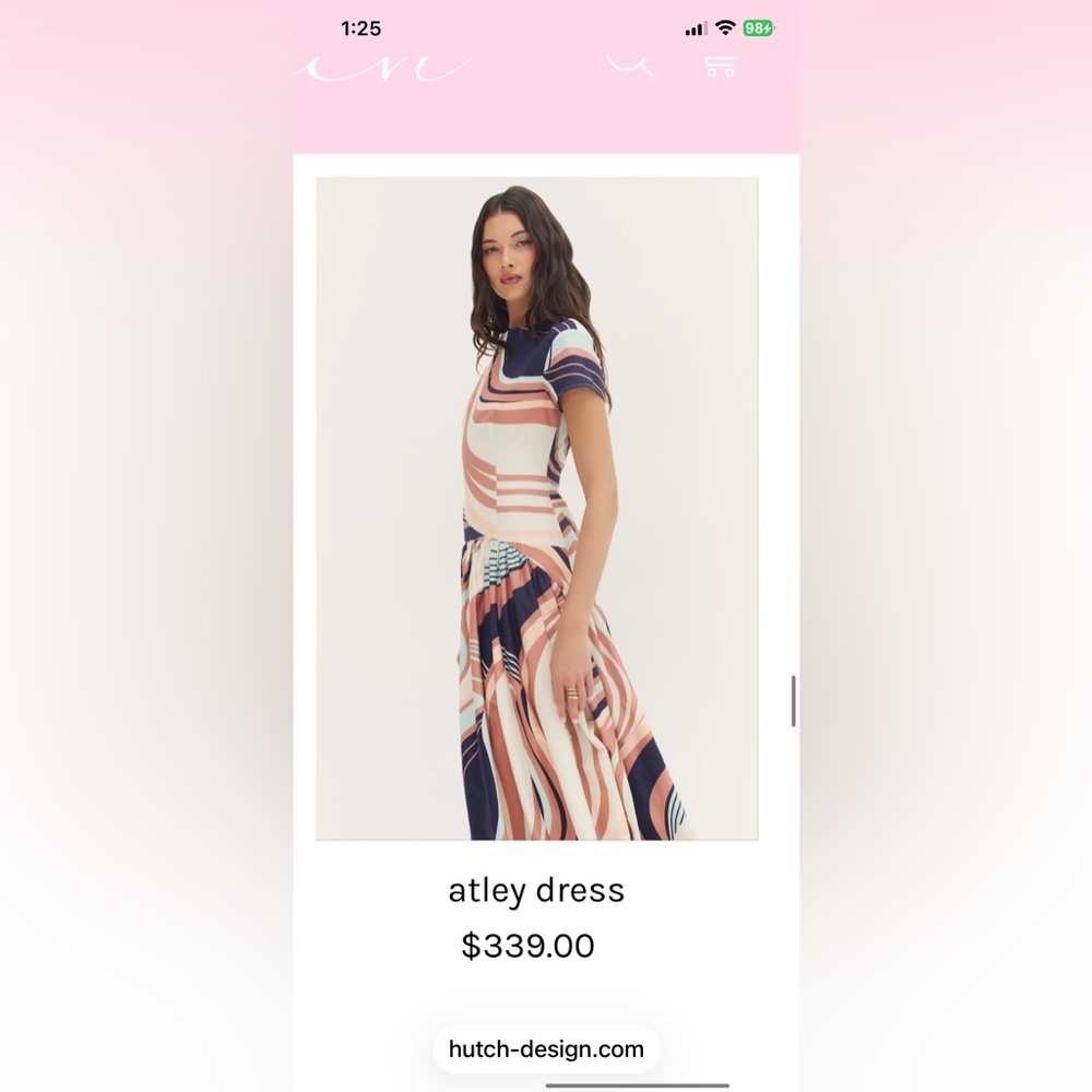 NWT Hutch Atley Dress in Wavy Geometric Multi Color Stretch Poplin in Size Small - Picture 8 of 13